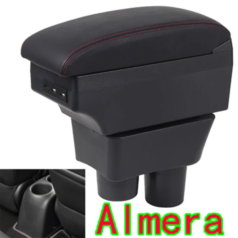 Для nissan almera подлокотник коробка usb зарядка повысить двухслойный