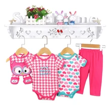 Комплект одежды для маленьких мальчиков и девочек, 5 предметов, 2 боди с брюками+ нагрудник+ носки, Детская летняя одежда с короткими рукавами для малышей 3-12 месяцев