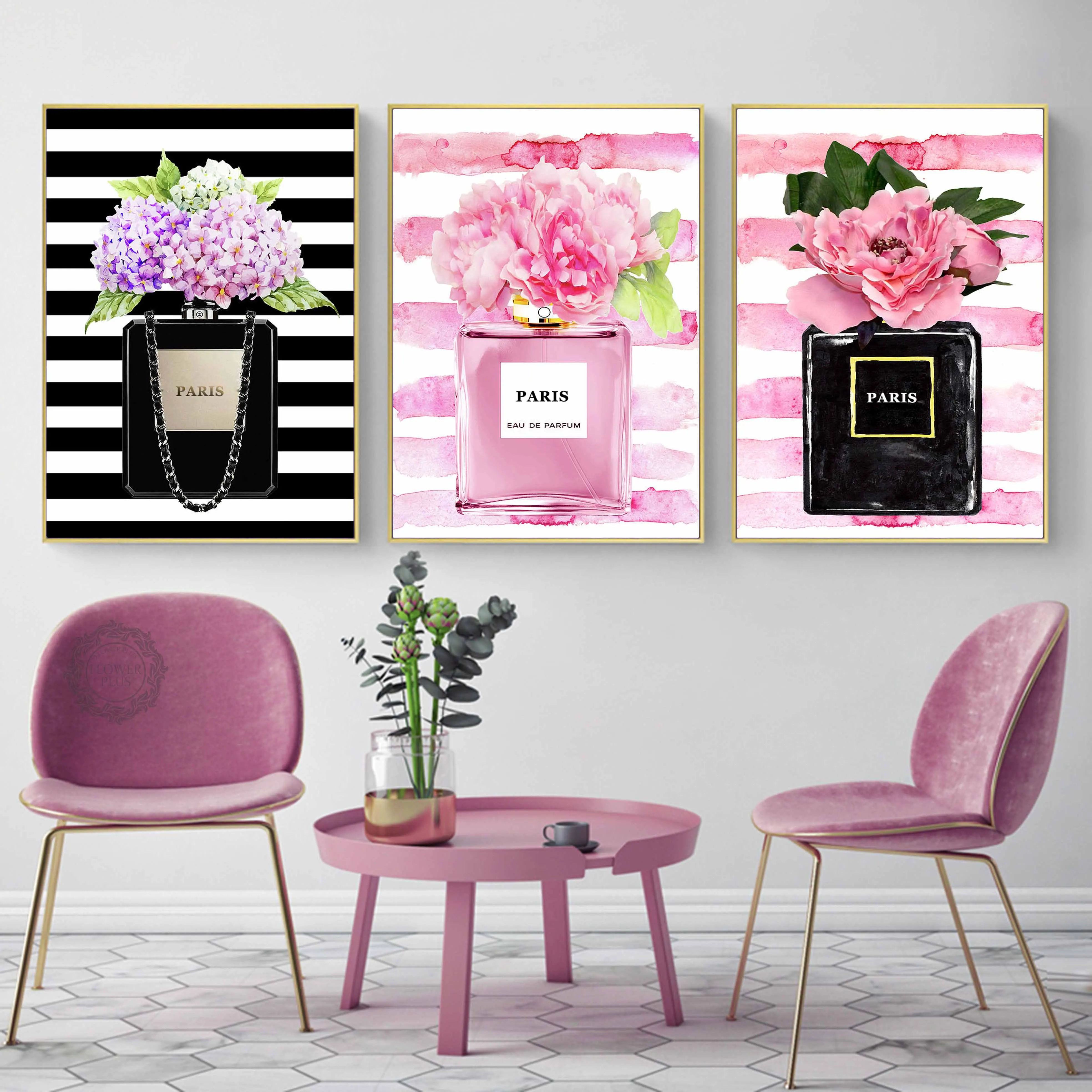 

Modern Wall Art Home Decor Perfume Bottle Canvas Painting Coco Wall Pictures For Living Room Fashion Posters and Prints No Frame