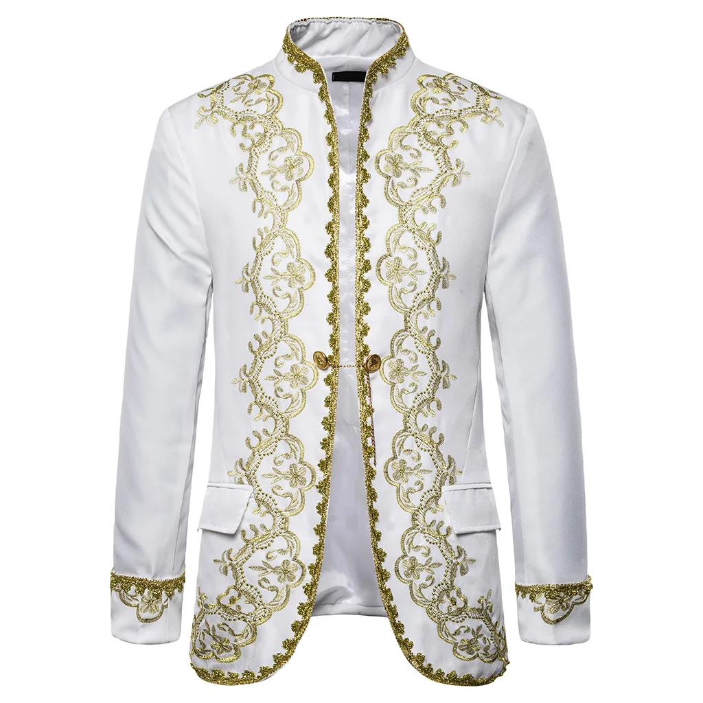 Litthing S-XXL мужские классические сценические свадебные костюмы из трех частей с вышивкой новейший дизайн пальто брюки костюм Homme - Цвет: white