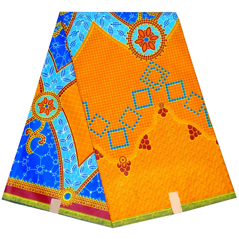 Африканская оранжевая ткань с принтом гарантирует настоящий воск ткань для вечерние платья
