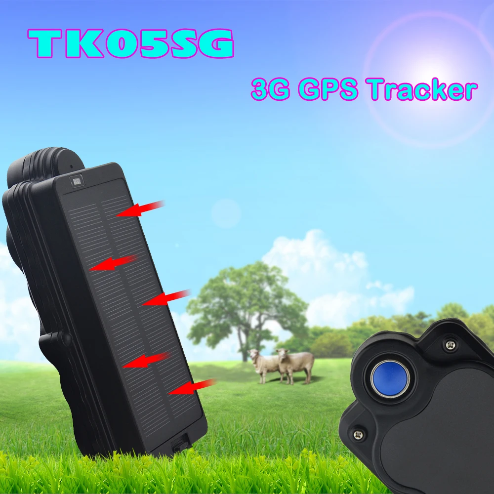 

3G WCDMA Strong Magnetic Solar Energy Tracker TK05SG with 5000mAh REMOVABLE rechargeable Lithium battery with Solar Panel