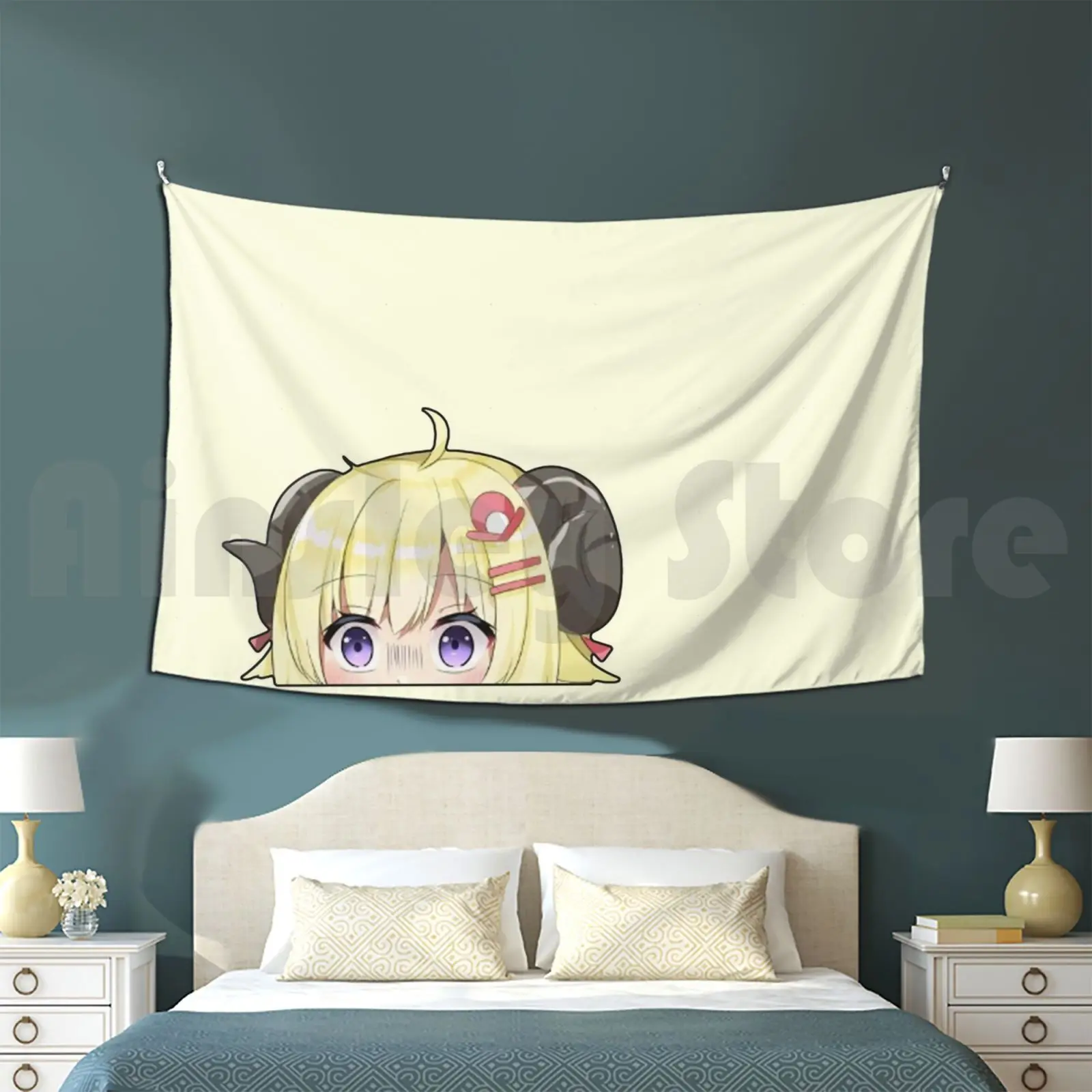 Гобелен Watame Peeking в стиле аниме Tsunomaki Hololive Sheep девушка Peeker гобелен для гостиной