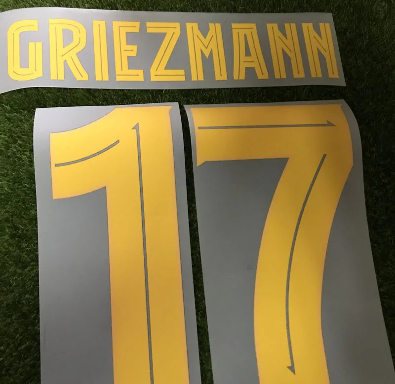 Высокое качество плеер Версия Messi Griezmann Nameset DE JONG Suarez Nameset с большими отверстиями печать футбольная нашивка - Цвет: Fans Griezmann 17