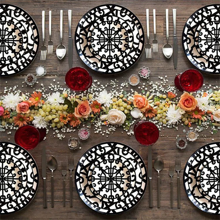 Description Picture 2 of itemWhole sale kinds size black ceramic dishes dinnerware decorative bone china dinner plate sets steak dessert tableware