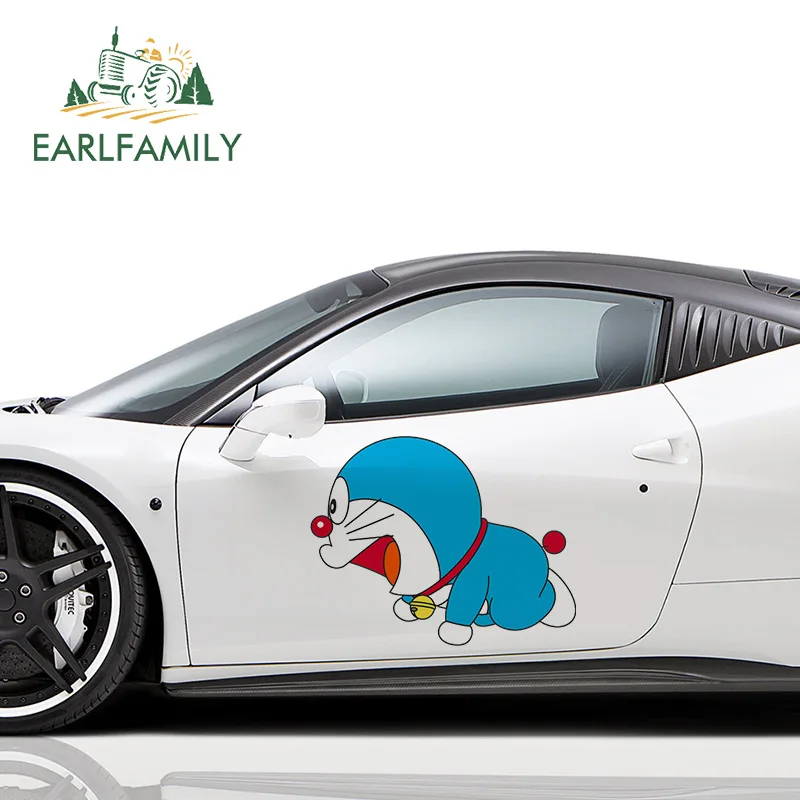 

EARLFAMILY 43cm x 33.7cm For Doraemon Personality Car Stickers Creative Decal Vinyl Material Waterproof Sunscreen Decals Decor