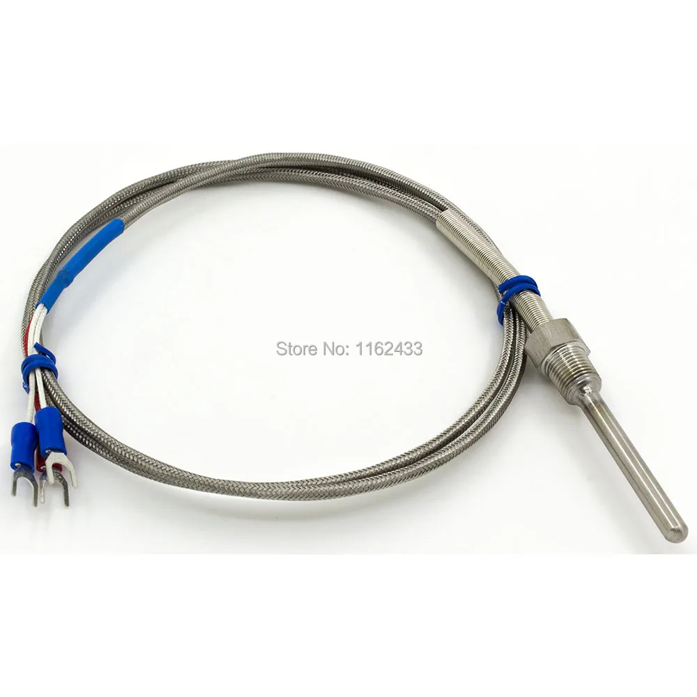 FTARP09 PT100 type 1m metal braided cable 50mm probe head RTD temperature sensor 1/8 1/4 3/8 1/2 3/4 inch thread | Инструменты