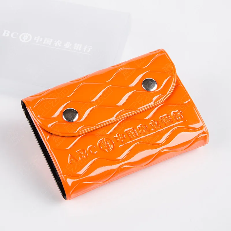 

Stripes Wallet Korean-style Style Card Case Candy-Colored Polished Leather Card Holder Cover Type PVC Card Inclusion Box