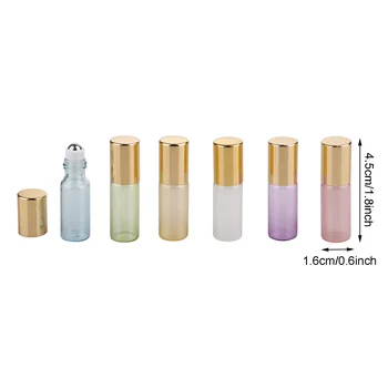 

6pcs 3ml 5ml Colorful Roll On Roller Bottle For Essential Oils Refillable Perfume Bottle Deodorant Containers With Gold Lid