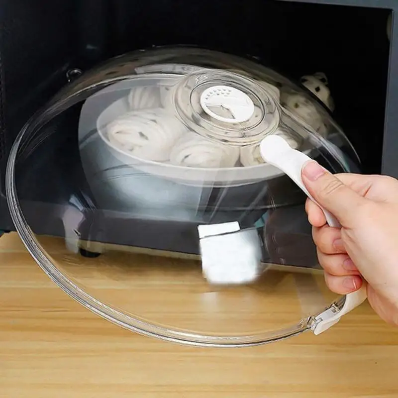 Microwave Oven Food Cover Transparent Anti Sputtering Cover Handle Reusable Airtight Food Covers Home Handle Heat Resistant Lid microwave splatter cover
