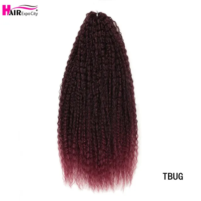 20-28 Inch Afro Kinky Curly Crochet Braids Hair Ombre Braiding Hair Extensions Marly Hair For Women Brown 613 Hair Expo City T1B/Burgundy