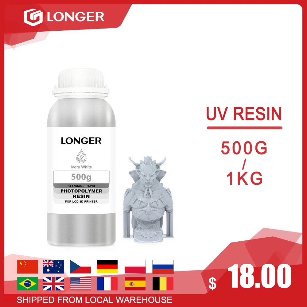 Resina UV de 405nm, fotopolímero líquido de 500g/1kg, Compatible con impresora 3D, resina fotosensible