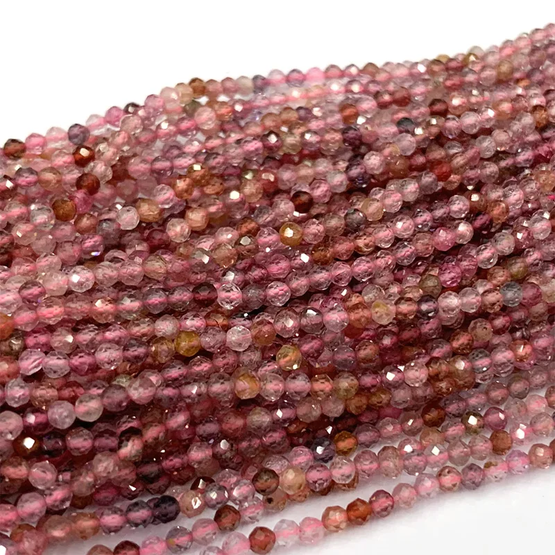 High quality Natural Genuine Spinel Spinelle шпинель Pink Purple Multicolour Faceted Small Round Beads 2mm 3mm 06383 | Украшения и