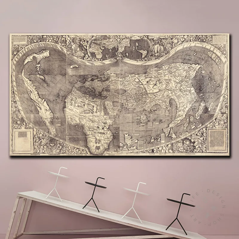 Холщовая карта 1507 Безрамная старого мира холст для офиса/украшения дома