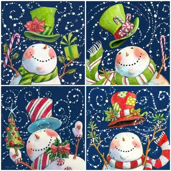 

AZQSD Diamond Painting Snowman Cross Stitch 5d Diamond Embroidery Cartoon Mosaic Full Square/Round Drill Handmade Home Decor