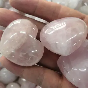 

1pc Natural Pink Rose Crystal Quartz Heart-shaped Toy Crystals And Stones Healing Witchcraft Chakras Home Decoration