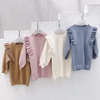 

New 2020 Autumn Winter Girls Knitted Dress Children Clothes Slim Princess Party Dress Long Sleeve Sweater Toddler Girl Dresses