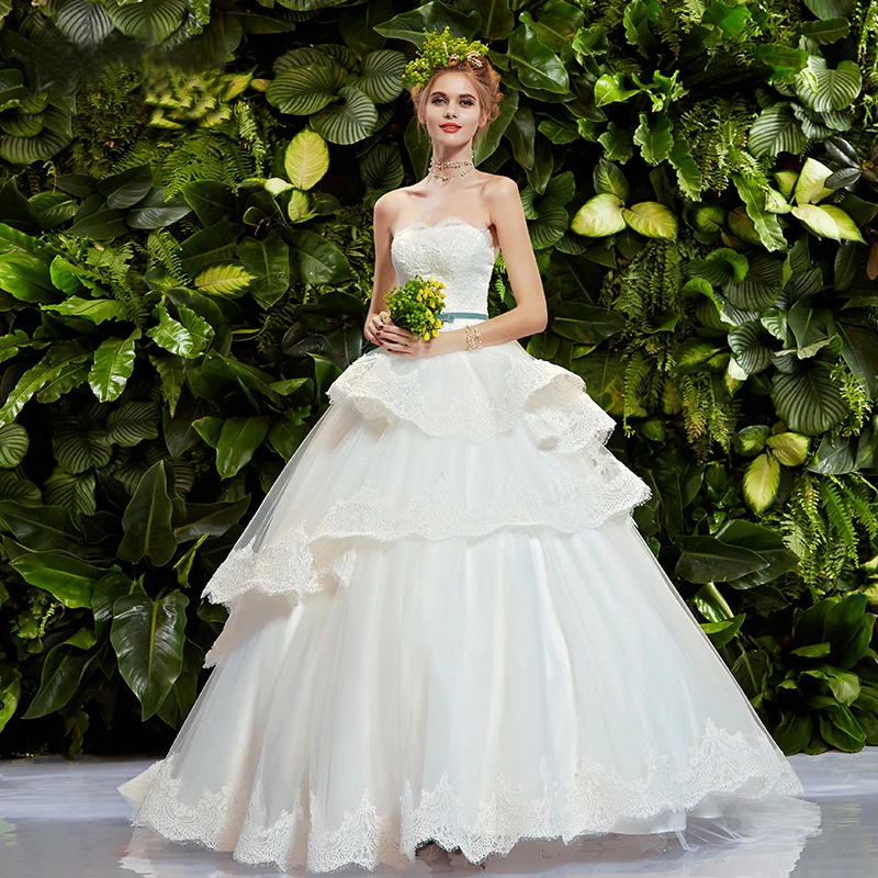 Модное Элегантное милое Vestido De Noiva кружевное и Тюлевое бальное платье невесты с оборками, платья для матери невесты