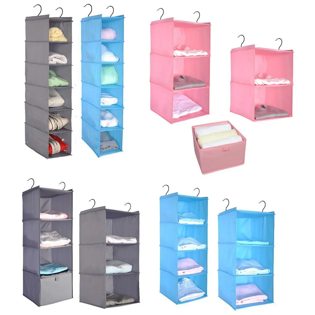 

Clothes Shelf Hanging Section Storage Wardrobe Cabinet Blue, Gray, Pink Home Organizer Storage Modern Bags