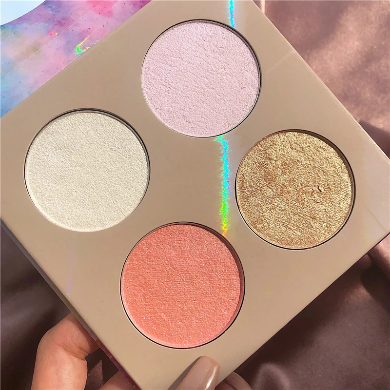 

4 Colors Highlighter Palette Makeup Face Powder Contour Bronzer Highlight Make Up Blush Professional Cheek Blusher Palette Cosmetic