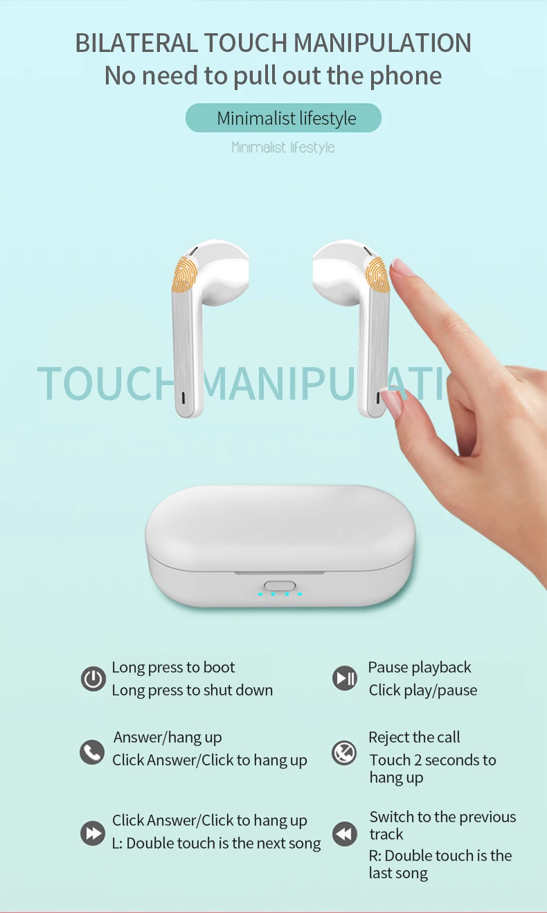 TWS L8 беспроводные наушники Bluetooth 5,0 с сенсорным управлением, половинные наушники-вкладыши 3D Setero Sound для мобильного телефона Xiaomi huawei iPhone
