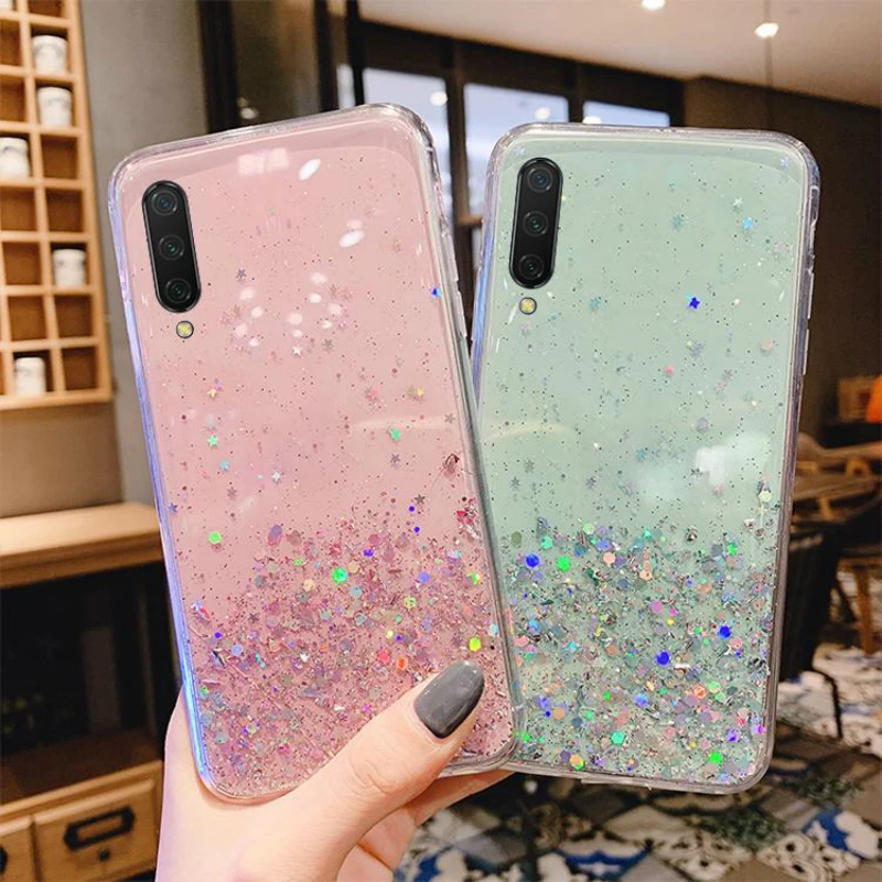 Блестящий силиконовый чехол для Xiaomi Mi X10 10 Pro CC9e A3 9Lite Redmi Note9 9S Note 9 8T 8 7 8A прозрачный