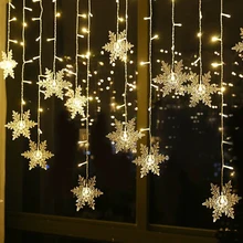 Window LED Snowflake Lamp Curtain String Lights Christmas Party Garland Lamps New Year Party Garden Tree Decoration