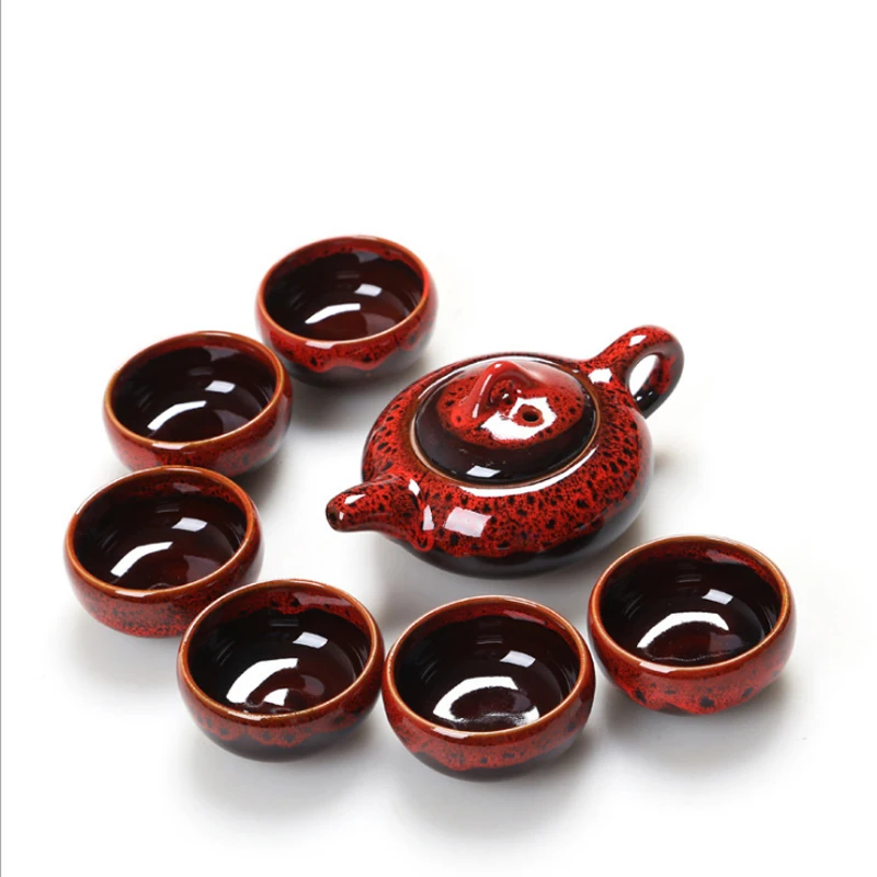 

High quality 7pcs tea sets Taiwan crack 6 tea cups and 1 tea pot, Kung Fu teaset.The highest sales of tea set.most creative cup