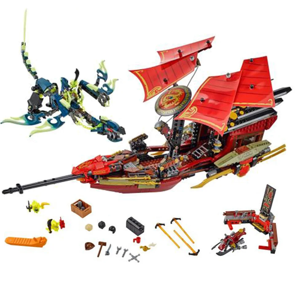 70612 Ninja Destiny Bounty корабль модель ниндзя строительные блоки 1253 шт Кирпичи подарок на день рождения для мальчика Детские игрушки для детей
