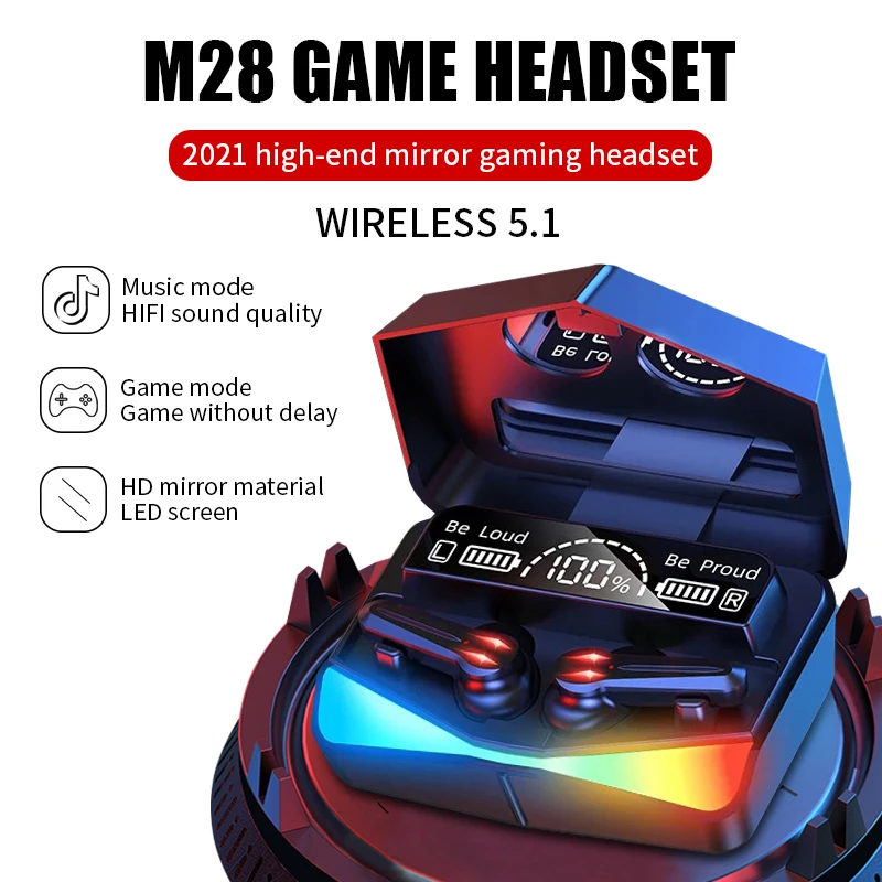 New Wireless Headset M28 Bluetooth 5.1 With Microphone Long Battery