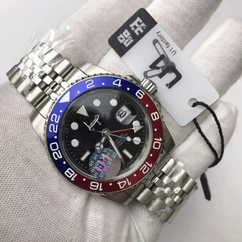 

top GMT watch men automatic U1 factory red & blue ceramic bezel sapphire glass Lumious needles sweep movement lucury wristwatche