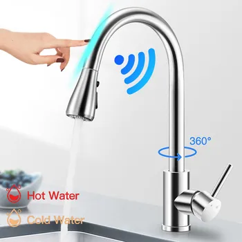 

Smart Touch Kitchen Faucets Crane For Sensor Kitchen Water Tap Pull Out Sink Mixer Rotate Touch Faucet Sensor Water Mixer