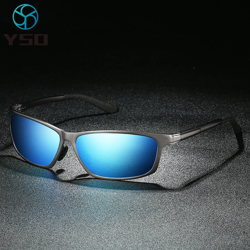 

YSO Aluminium Frame Sports Sunglasses For Men Polarized UV Protection Glasses For Car Driving Men Brand Blue Goggles 514