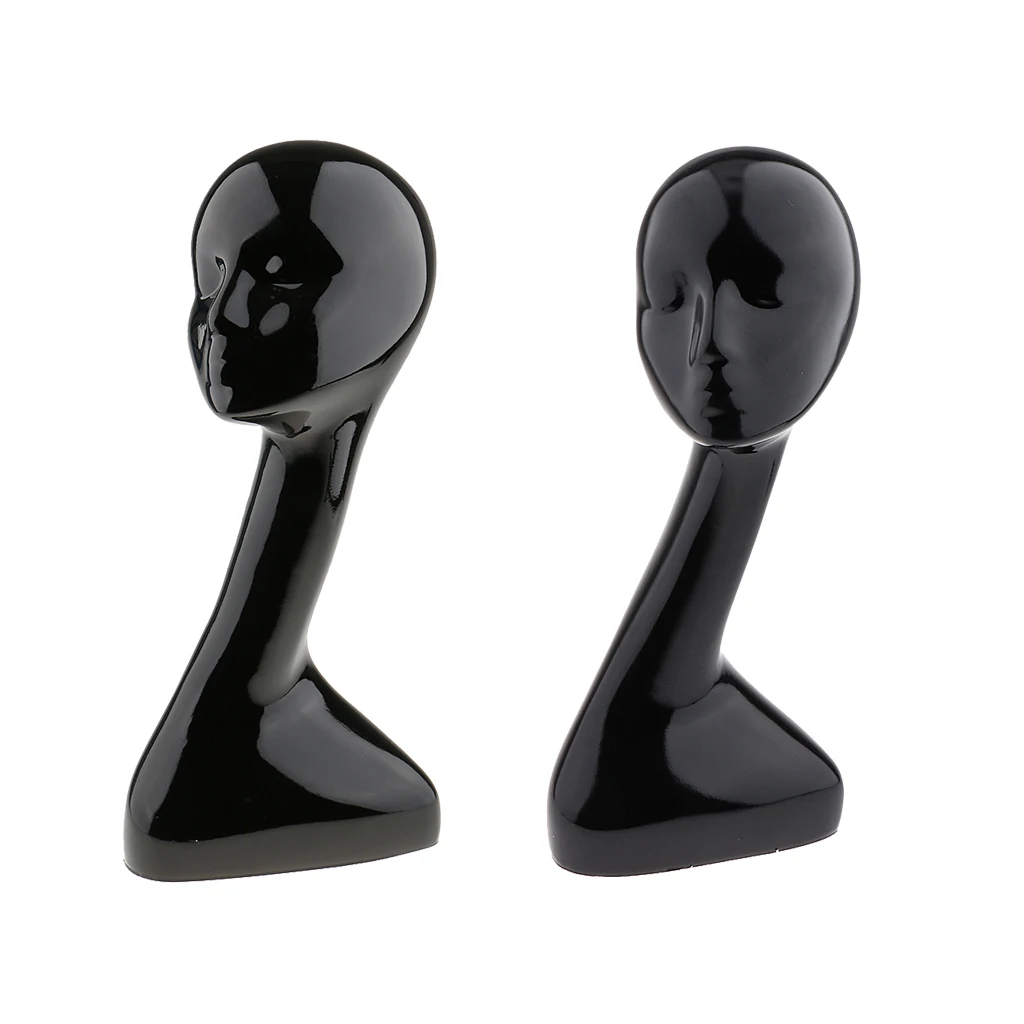 2pcs Female Mannequin Heads - Desk Showcase Hat Wigs Display Stand Model Home Table Decor