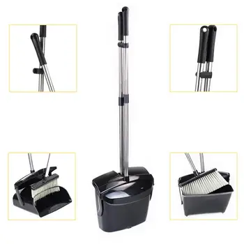 

Active Broom and Dustpan Set Plastic Dustpan Set with Comb Teeth Windproof Broom for Home Kitchen Room Office