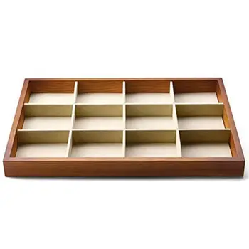 

12 Grid Wooden Jewelry Storage Box Tray Stackable Jewelry Drawer Bracelet/Watch Display Storage