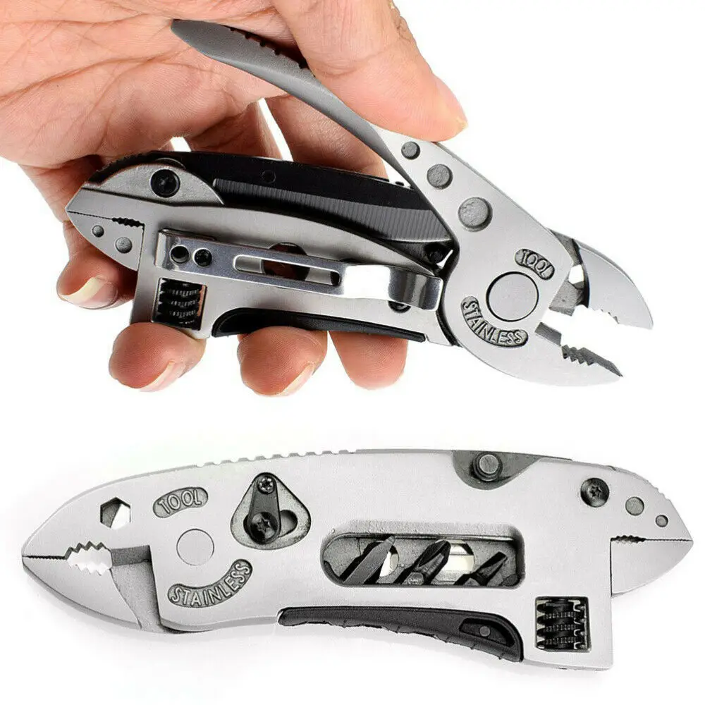 MULTI-FUNCTIONAL WRENCH TOOL PLIERS FOLADABLE SCREWDRIVER KEYCHAIN CAMPING TOOLS 