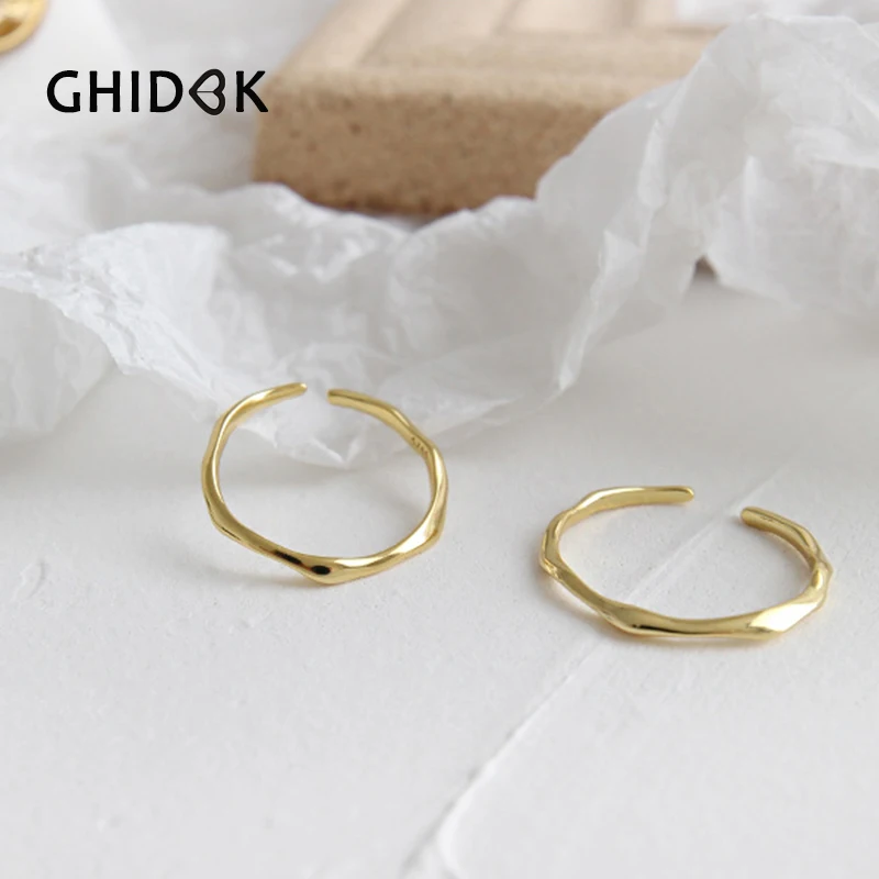 Женское прочное кольцо GHIDBK маленькое Изогнутое Кольцо из стерлингового серебра