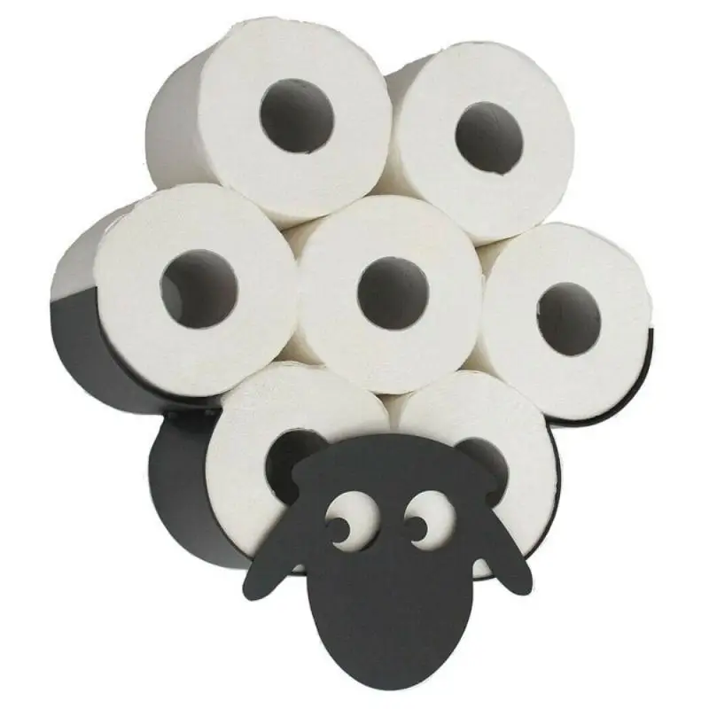 

Wall-mounted Toilet Paper Holder, Cute Sheep Shape, Paint Metal Paper Towel Holder, Kitchen Bathroom Tool Storage Rack