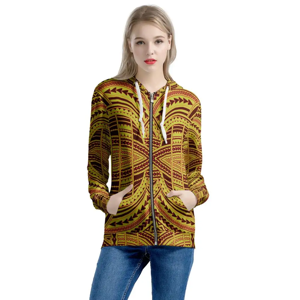 

Оптовая продажа, женские толстовки в полинезийском стиле Гуам, модная Высококачественная блузка с длинным рукавом для девочек, куртка с капюшоном