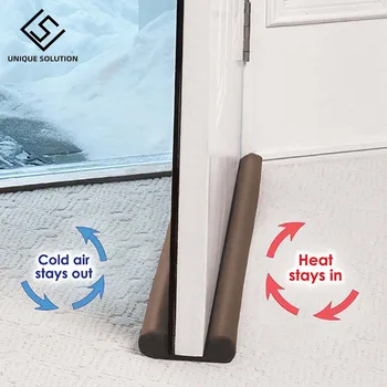 

Hot Sale Brown Double Door Draft Stopper Dual Draught Excluder Air Insulator Windows Dodger Guard Energy Saving