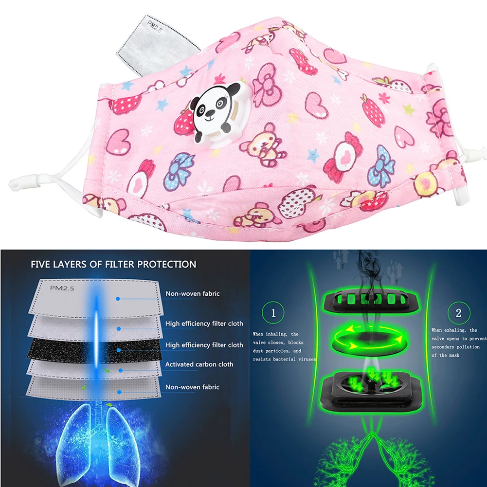 

1pcs Kid 1pcs Adult Mouth Mask Pm2.5 Cotton Anti Dust Mouth Mask Washable Activated Carbon Filter Windproof With Breathing Valve