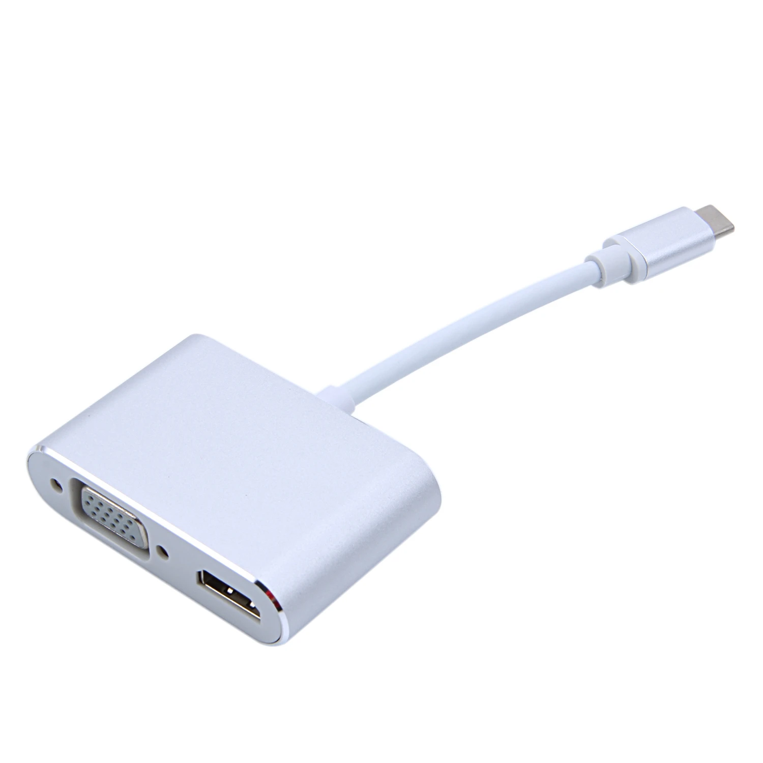 AMS-USB C to HDMI VGA Adapter, 2 in 1 Type C to VGA HDMI 4K UHD Converter Hub
