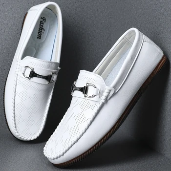 

New Fashion Casual Shoes for Men 2020 Comfortable Moccasins Loafers Mens Breathable Walking Sneakers White Black England Loafer