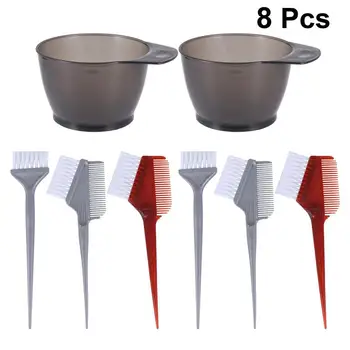 

2 Sets Of 8Pcs Disposable Hair Dye Kit Hair Coloring Set DIY Dyeing Tool Hair Tinting Mixing Bowl Comb Dye Brush Light Brown
