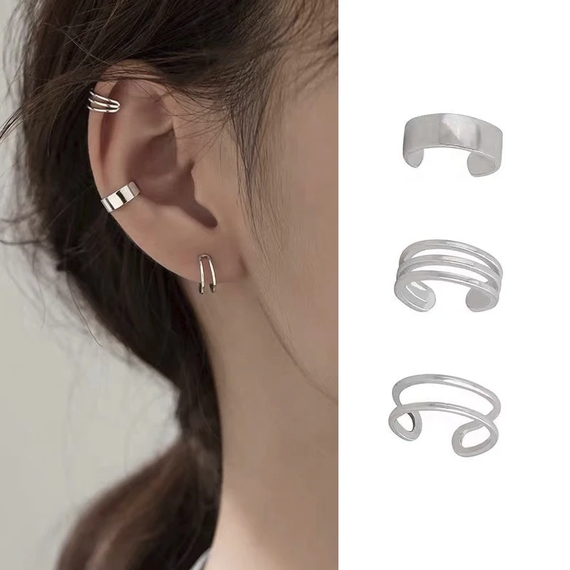 Buen valor 3 uds moda Simple liso puños de oído pendientes de Clip pendientes largos aretes pendientes para las mujeres sin Piercing falso cartílago pendientes de joyas de regalo Zn7mzNo3pJD