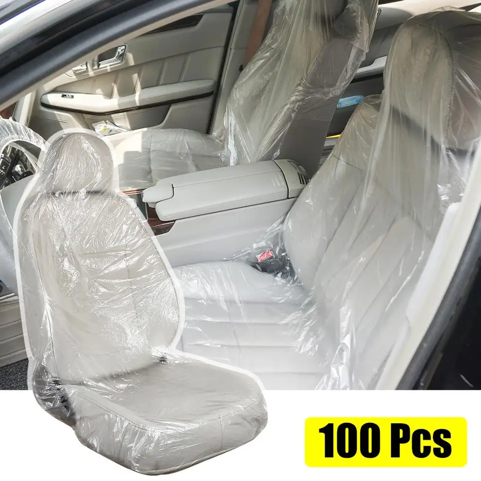 Moyishi 100-Pack Disposable Plastic Car Seat Covers For Mechanics & Valets - 143.5x75.5cm, Vehicle Seat Protector