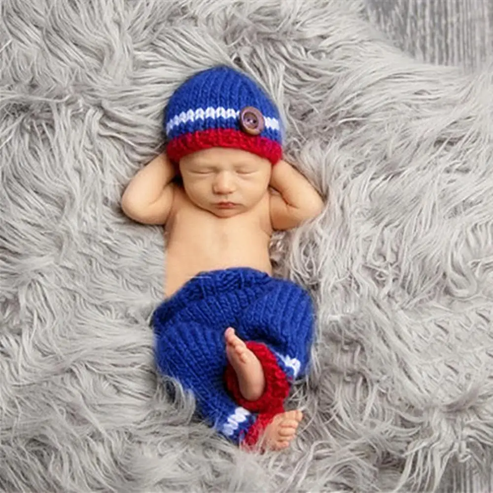 Newborn Baby Cute Crochet Knit Christmas Hat Photography Prop Santa Claus Infant Boys Girls Costume Outfits Dropshipping - Color: T 2pcs 0-3M