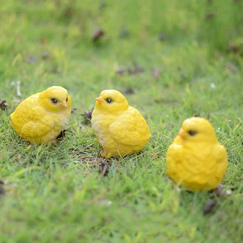 

3pcs Outdoor Garden Decoration Little Yellow Chicks Chicken Statues Lawn Ornament