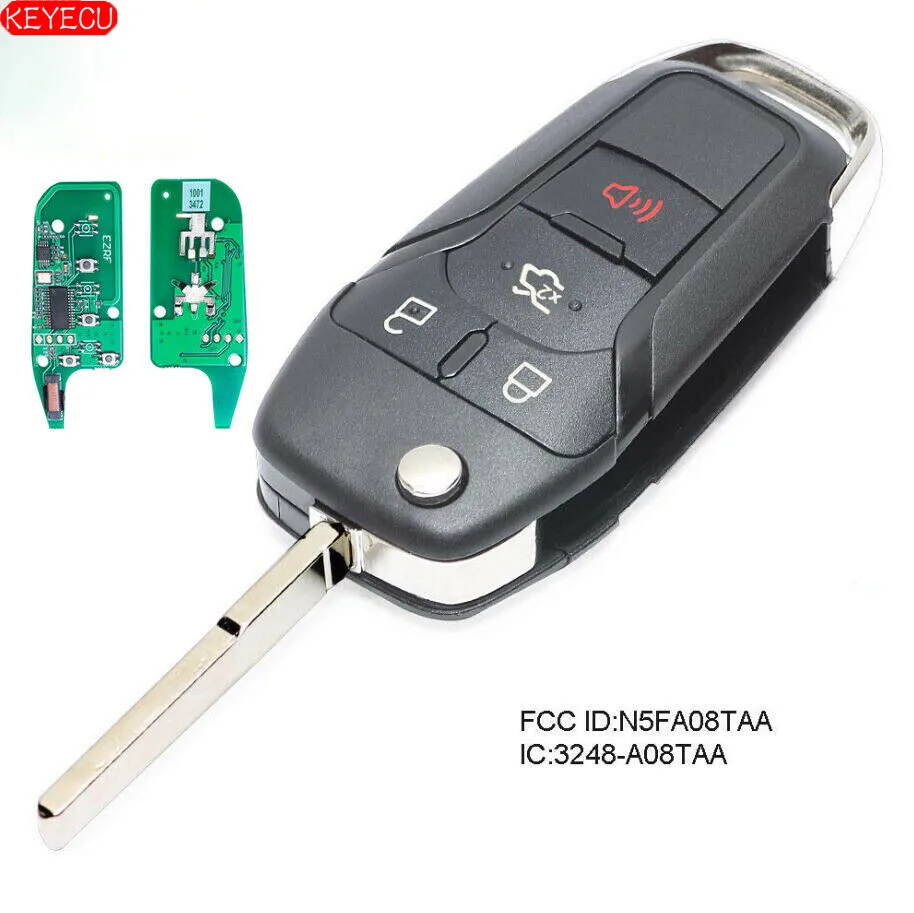 KEYECU 5PCS/lot  Flip Remote Key Keyless Entry Fob 4 Button 315MHz for Ford Fusion 2013-2015 FCC ID: N5F-A08TAA